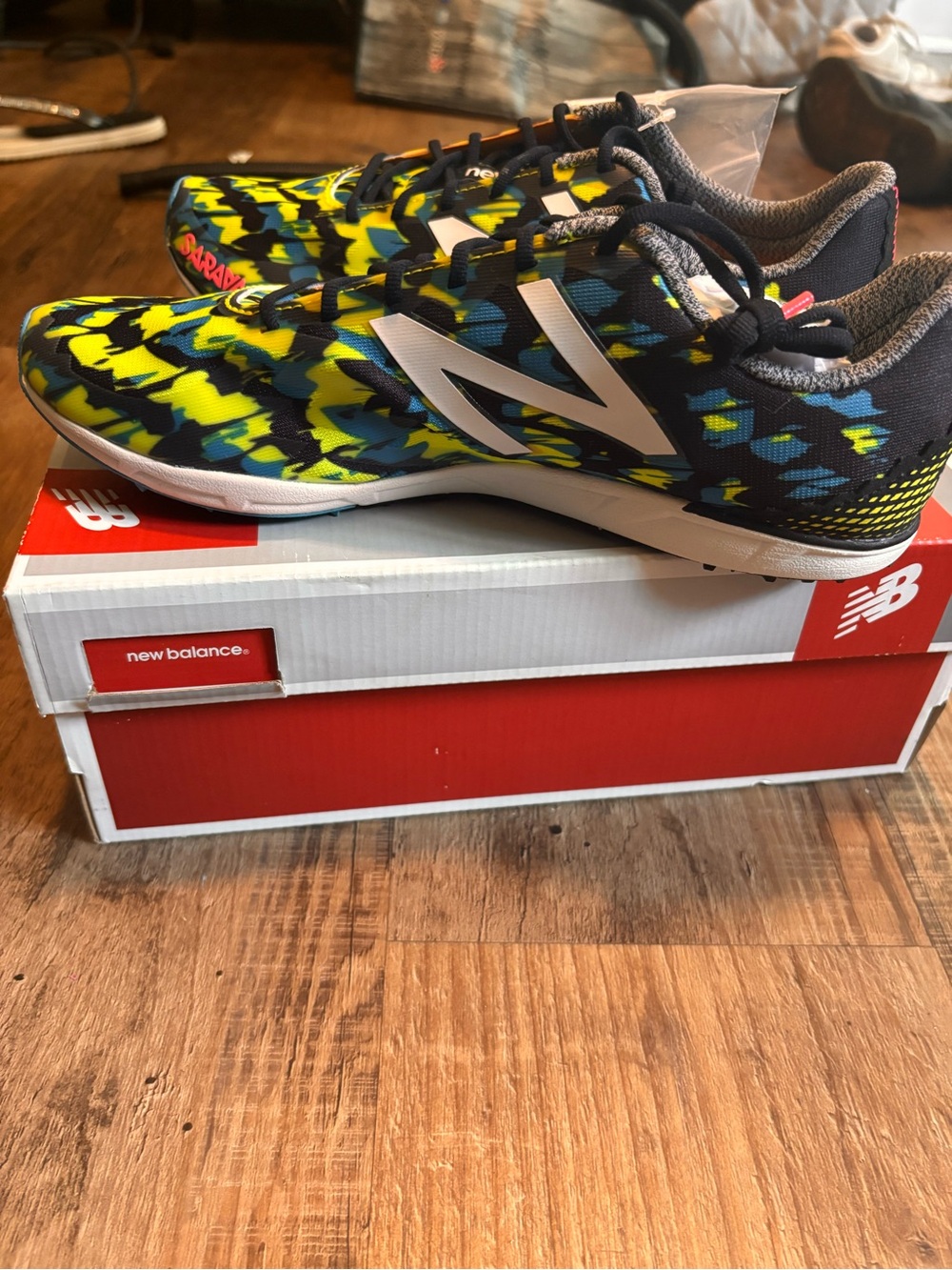 New Balance Neon Camo Running Sneakers - Yellow/Blue/Black
